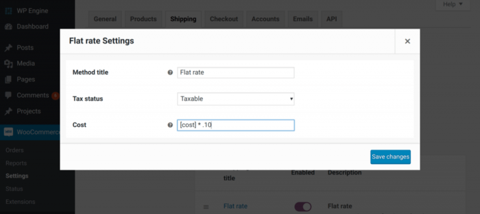 7. WooCommerce WordPress flate rate shipping cost